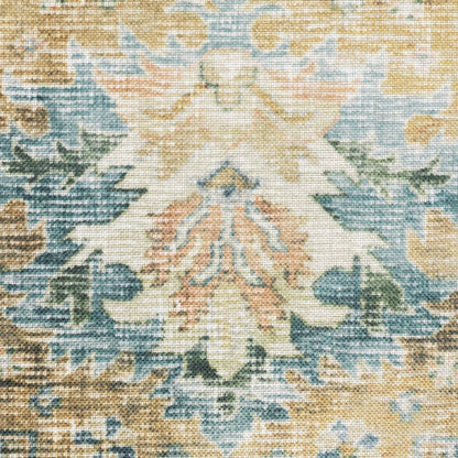 4' X 6' Blue and Gold Oriental Non Skid Area Rug