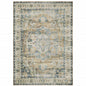 7' X 10' Blue and Gold Oriental Non Skid Area Rug