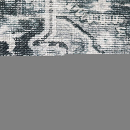 5' X 7' Navy Blue Ivory And Grey Oriental Printed Stain Resistant Non Skid Area Rug