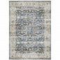 2' X 3' Blue And Gold Oriental Distressed Area Rug