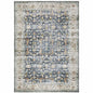 2' X 3' Blue And Gold Oriental Distressed Area Rug