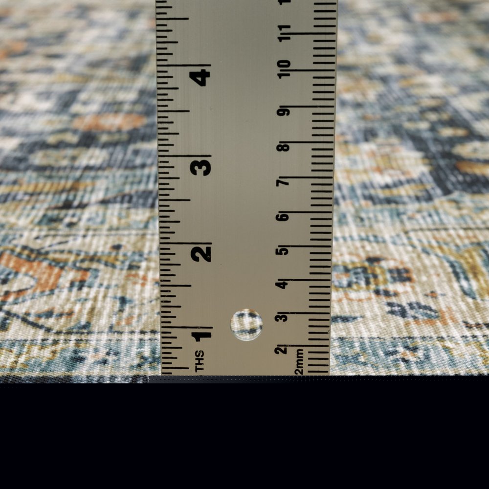 5' X 7' Blue Gold Rust Ivory And Olive Oriental Printed Stain Resistant Non Skid Area Rug