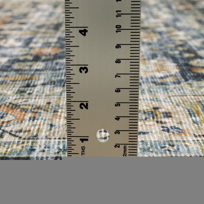 5' X 7' Blue Gold Rust Ivory And Olive Oriental Printed Stain Resistant Non Skid Area Rug