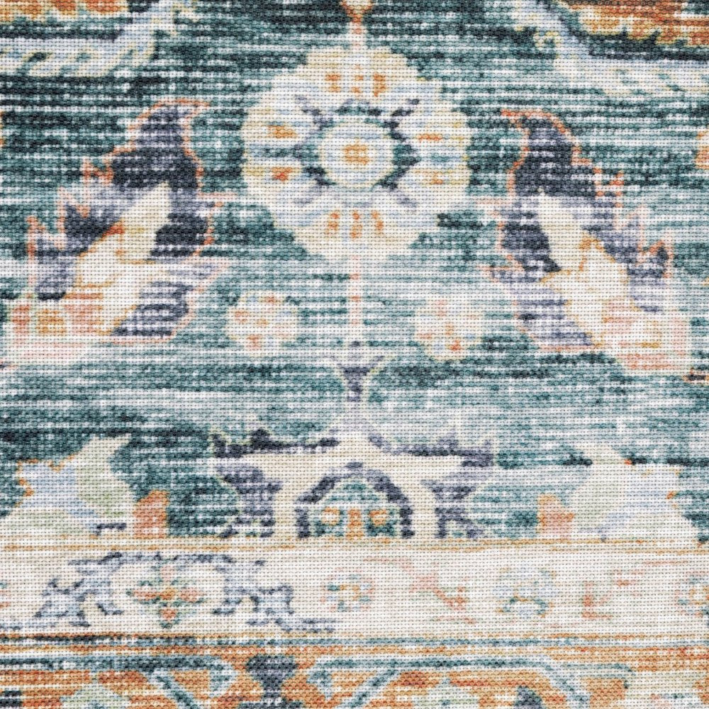 4' X 6' Blue and Beige Oriental Non Skid Area Rug