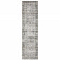 2' X 8' Charcoal Grey Salmon And Ivory Oriental Printed Stain Resistant Non Skid Runner Rug