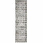 2' X 8' Charcoal Grey Salmon And Ivory Oriental Printed Stain Resistant Non Skid Runner Rug