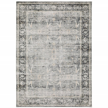 4' X 6' Gray and Ivory Oriental Non Skid Area Rug