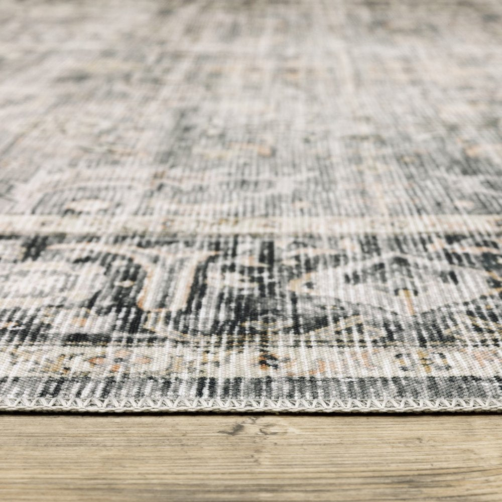 4' X 6' Gray and Ivory Oriental Non Skid Area Rug