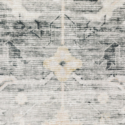 4' X 6' Gray and Ivory Oriental Non Skid Area Rug