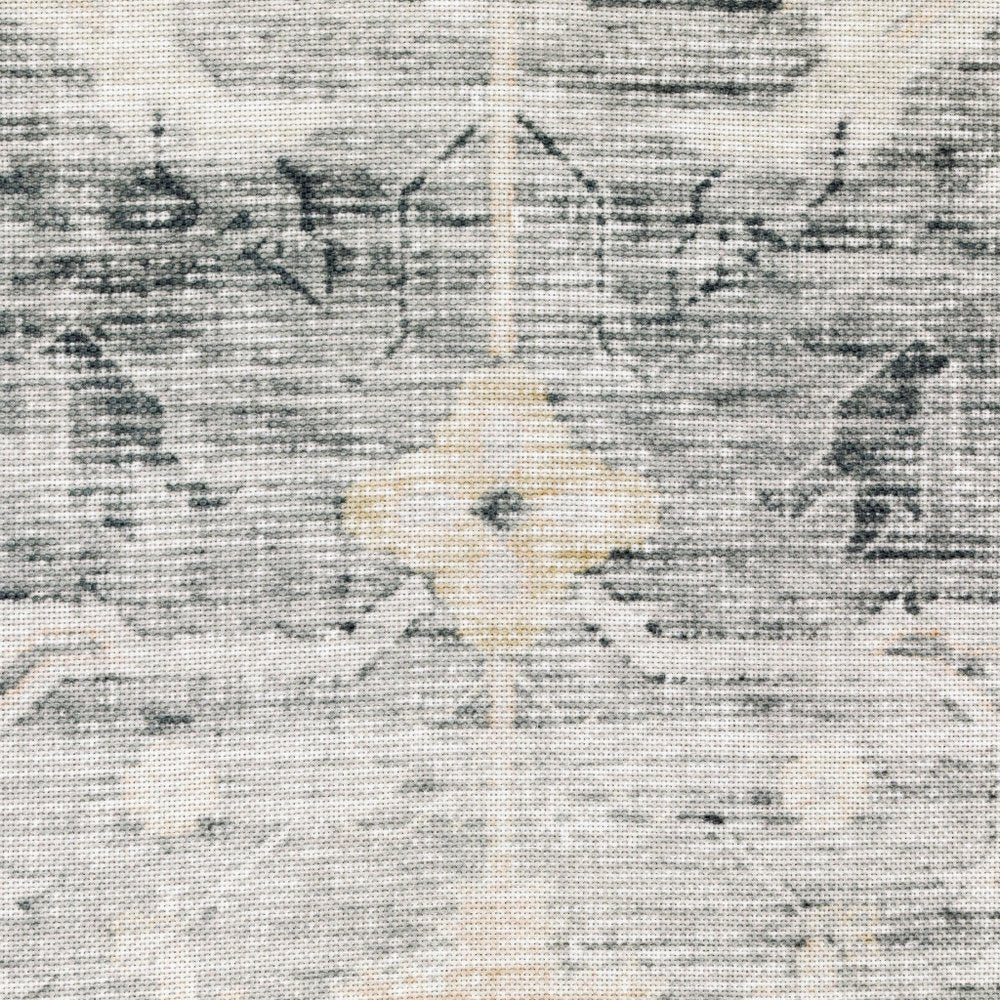 4' X 6' Gray and Ivory Oriental Non Skid Area Rug