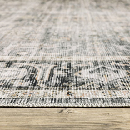 7' X 10' Gray and Ivory Oriental Non Skid Area Rug