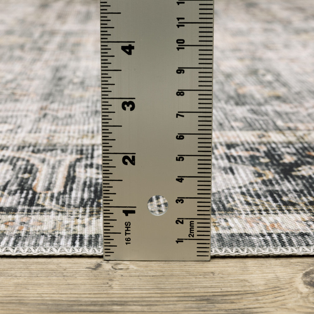7' X 10' Gray and Ivory Oriental Non Skid Area Rug