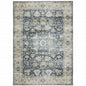 4' X 6' Blue and Ivory Oriental Non Skid Area Rug
