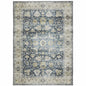 7' X 10' Blue and Ivory Oriental Non Skid Area Rug