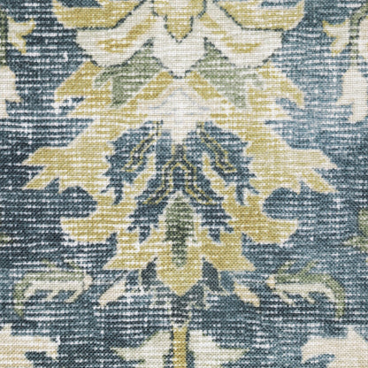 7' X 10' Blue and Ivory Oriental Non Skid Area Rug