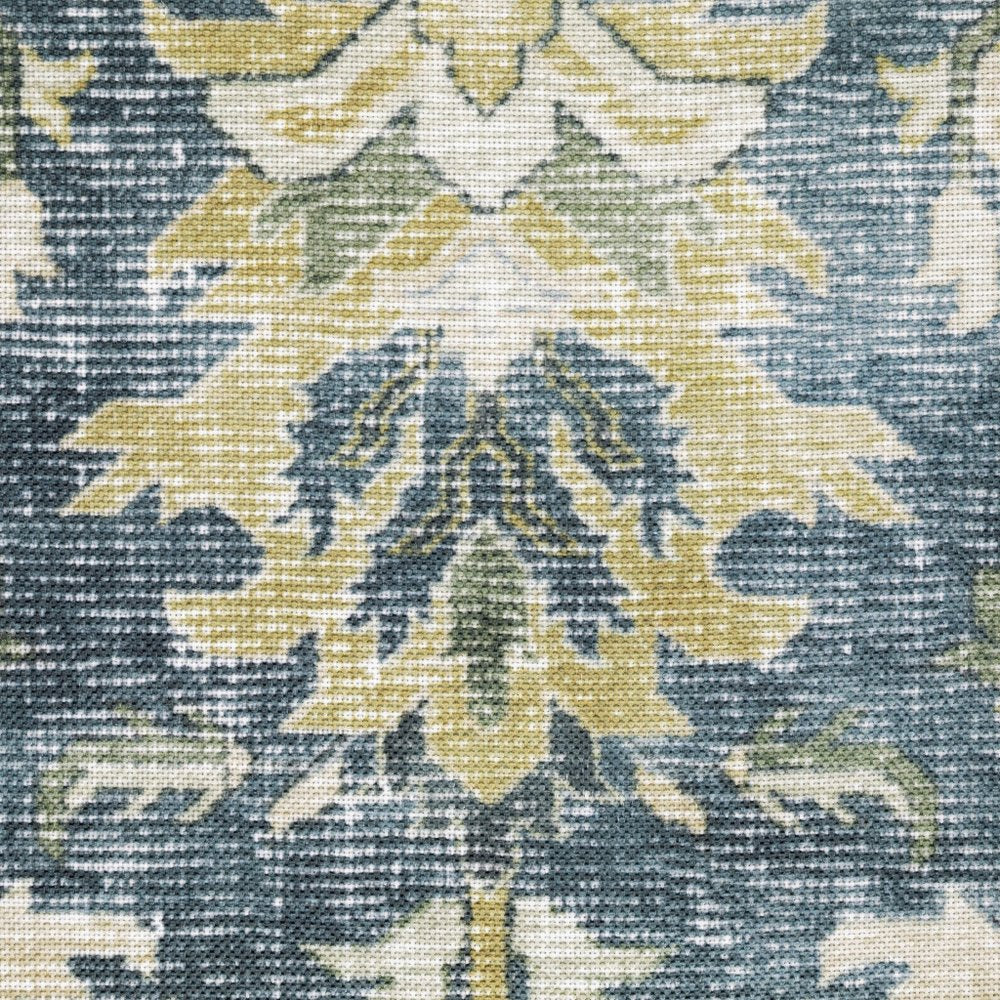 7' X 10' Blue and Ivory Oriental Non Skid Area Rug