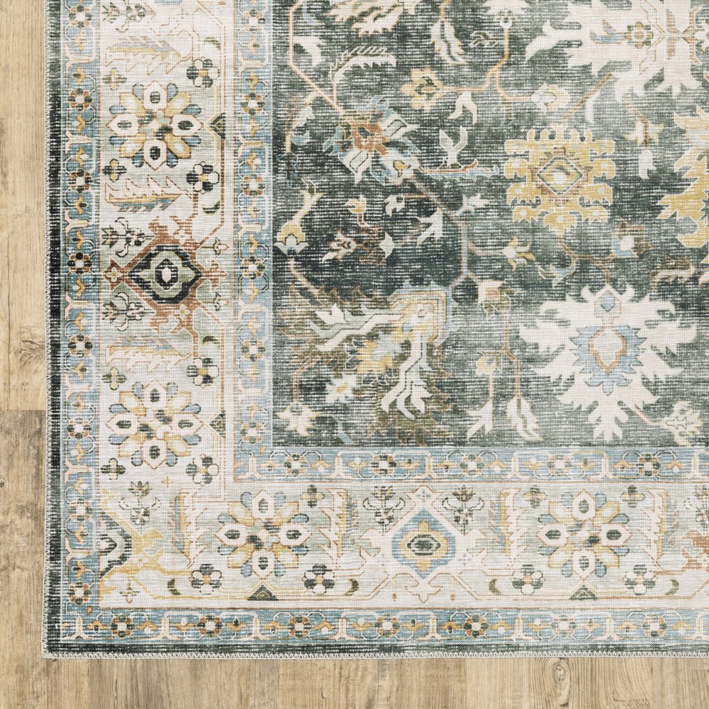 4' X 6' Gray and Ivory Oriental Non Skid Area Rug