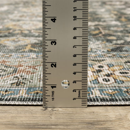 4' X 6' Gray and Ivory Oriental Non Skid Area Rug