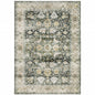 5' X 7' Grey Charcoal Gold Brown Ivory Pale Sage And Light Blue Oriental Printed Stain Resistant Non Skid Area Rug