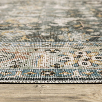 7' X 10' Gray and Ivory Oriental Non Skid Area Rug
