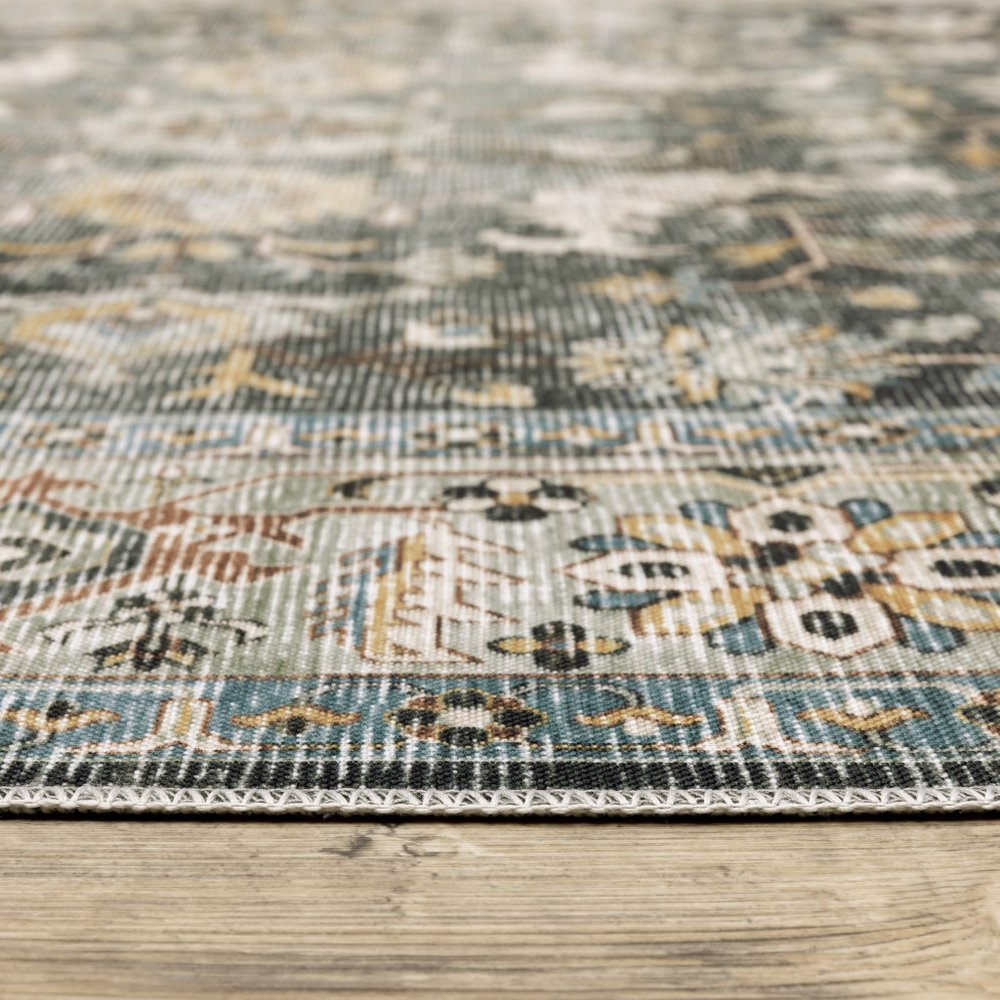7' X 10' Gray and Ivory Oriental Non Skid Area Rug