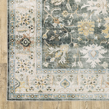 7' X 10' Gray and Ivory Oriental Non Skid Area Rug