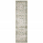 2' X 8' Grey Orange Blue Gold Green And Rust Oriental Printed Stain Resistant Non Skid Runner Rug