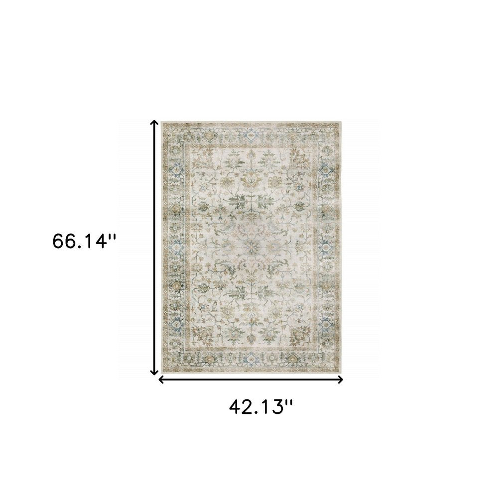 4' X 6' Blue and Gray Oriental Non Skid Area Rug