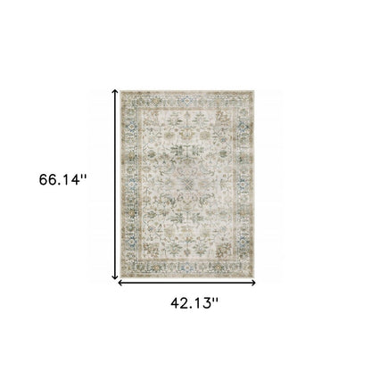 4' X 6' Blue and Gray Oriental Non Skid Area Rug