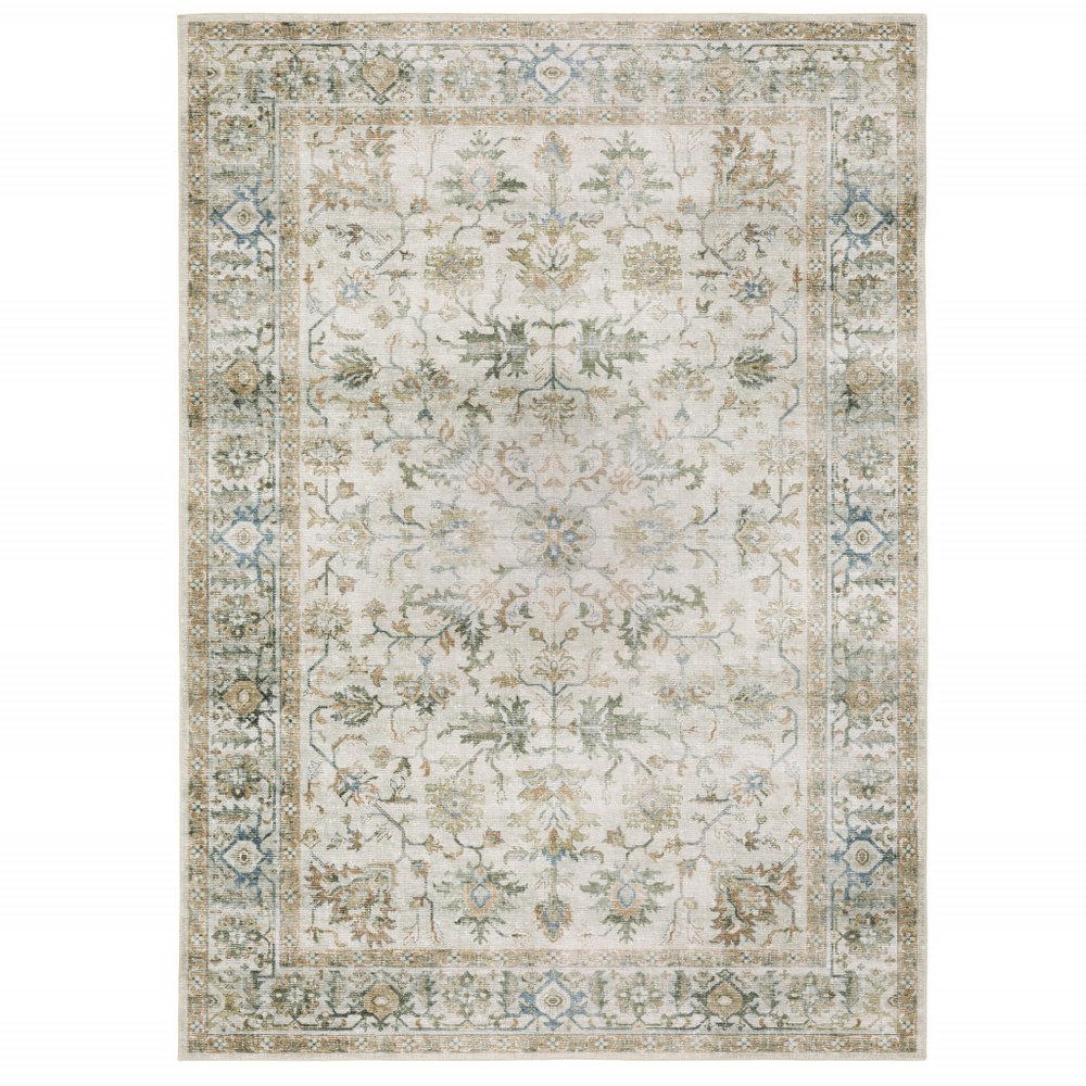 4' X 6' Blue and Gray Oriental Non Skid Area Rug