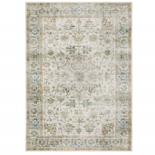 4' X 6' Blue and Gray Oriental Non Skid Area Rug