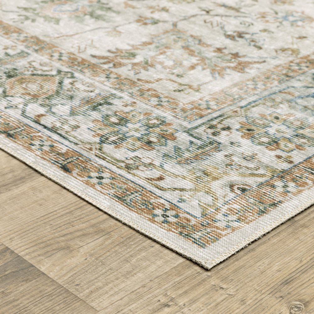 4' X 6' Blue and Gray Oriental Non Skid Area Rug