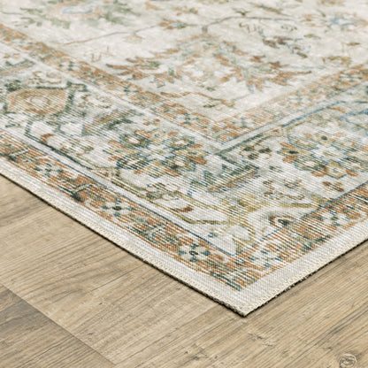 4' X 6' Blue and Gray Oriental Non Skid Area Rug