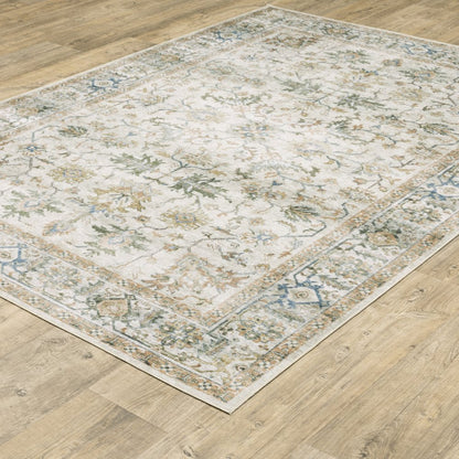 4' X 6' Blue and Gray Oriental Non Skid Area Rug