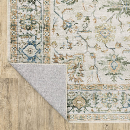 4' X 6' Blue and Gray Oriental Non Skid Area Rug