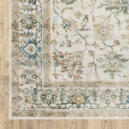 4' X 6' Blue and Gray Oriental Non Skid Area Rug