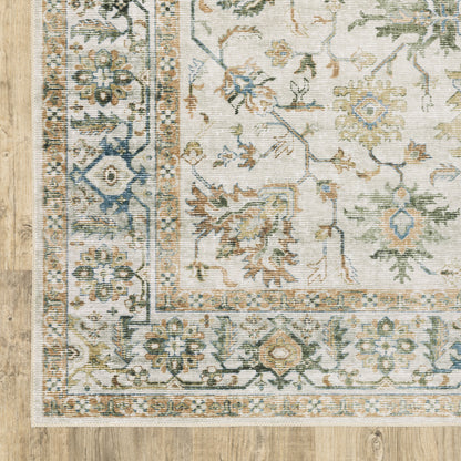 7' X 10' Ivory Oriental Printed Non Skid Area Rug