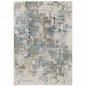 8' X 11' Grey Blue Brown Ivory And Deep Blue Abstract Power Loom Stain Resistant Area Rug