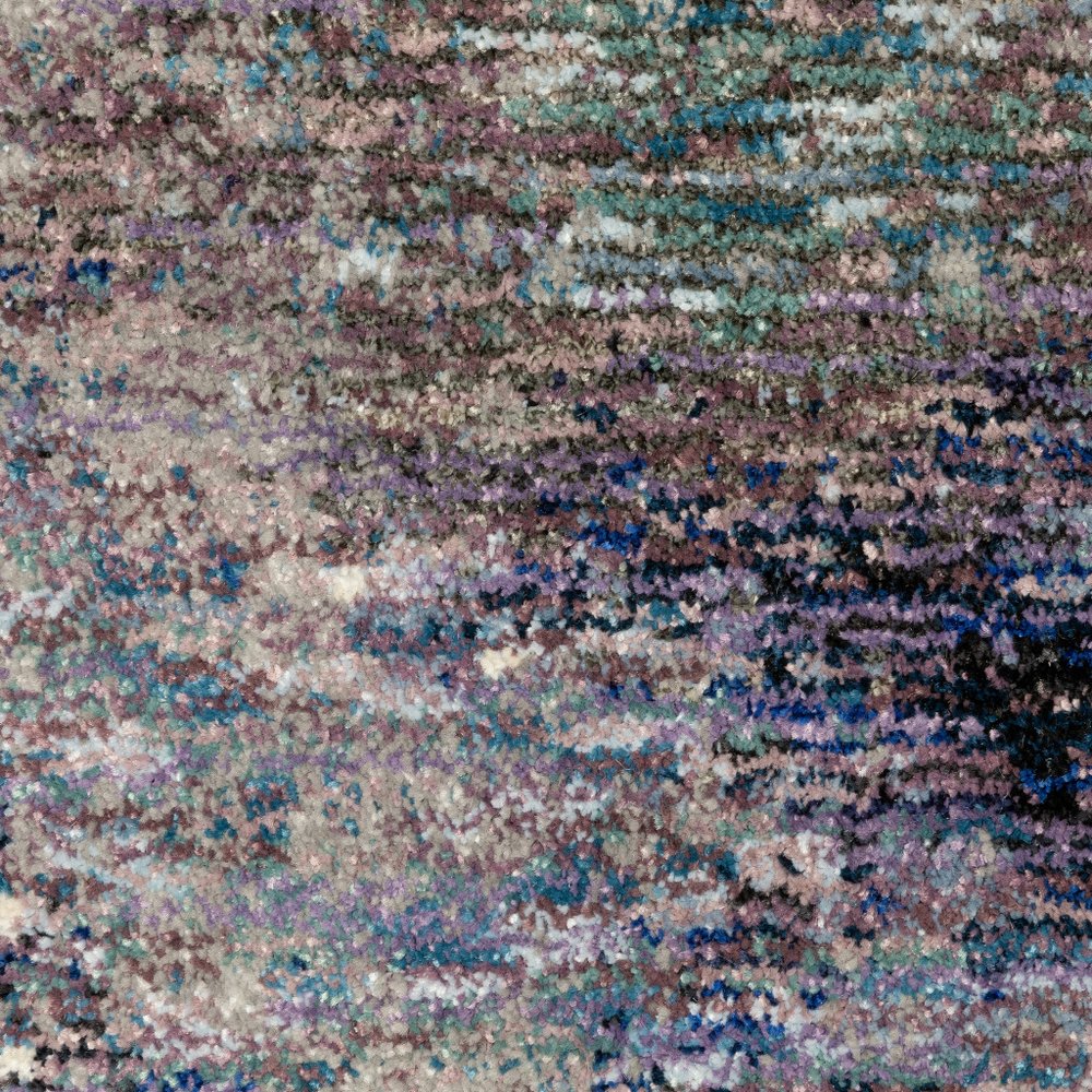 8' Purple And Ivory Abstract Runner Rug