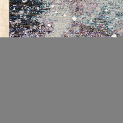 8' Purple And Ivory Abstract Runner Rug