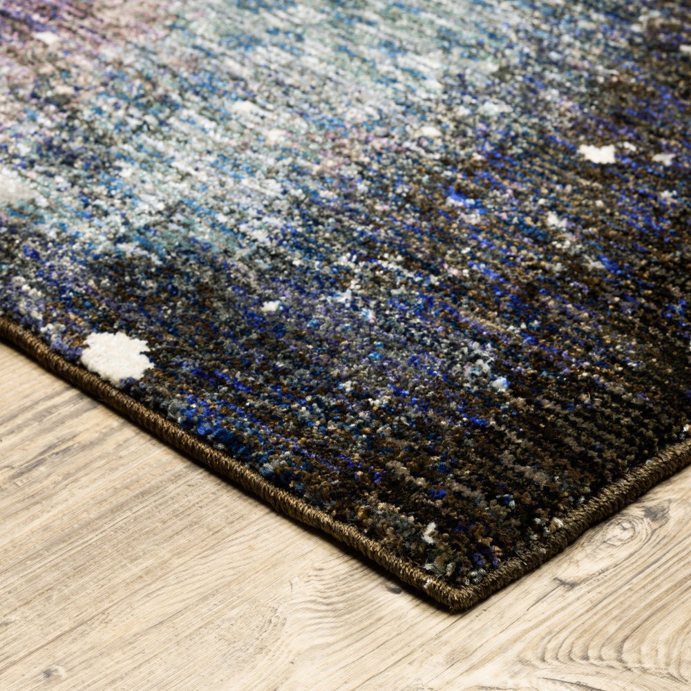 12' Purple Teal And Brown Abstract Runner Rug