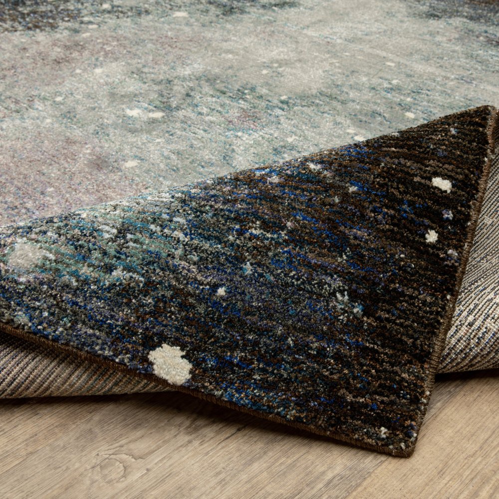 12' Purple Teal And Brown Abstract Runner Rug