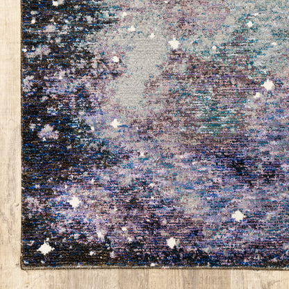 3' X 5' Purple and Ivory Abstract Power Loom Area Rug