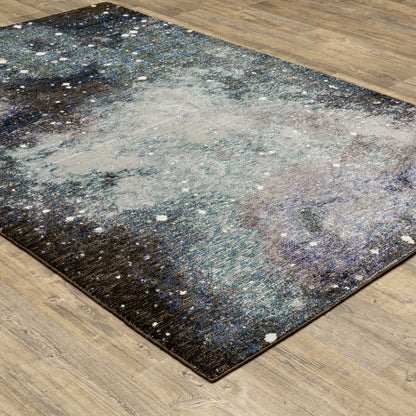 5' X 7' Purple and Ivory Abstract Power Loom Area Rug