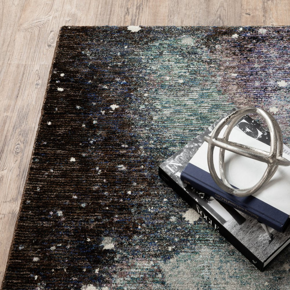 5' X 7' Purple and Ivory Abstract Power Loom Area Rug