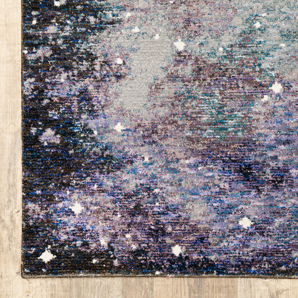 7' X 10' Purple and Ivory Abstract Power Loom Area Rug