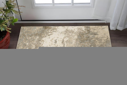 2' X 3' Gray and Ivory Abstract Power Loom Area Rug