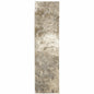 8' Gray And Ivory Abstract Runner Rug