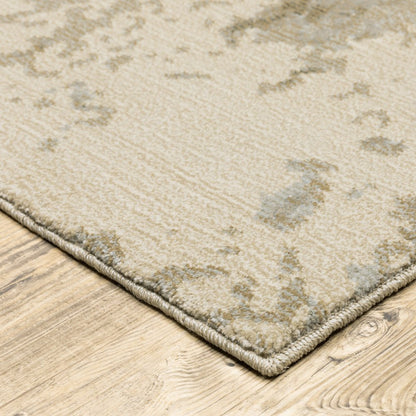 8' Gray And Ivory Abstract Runner Rug
