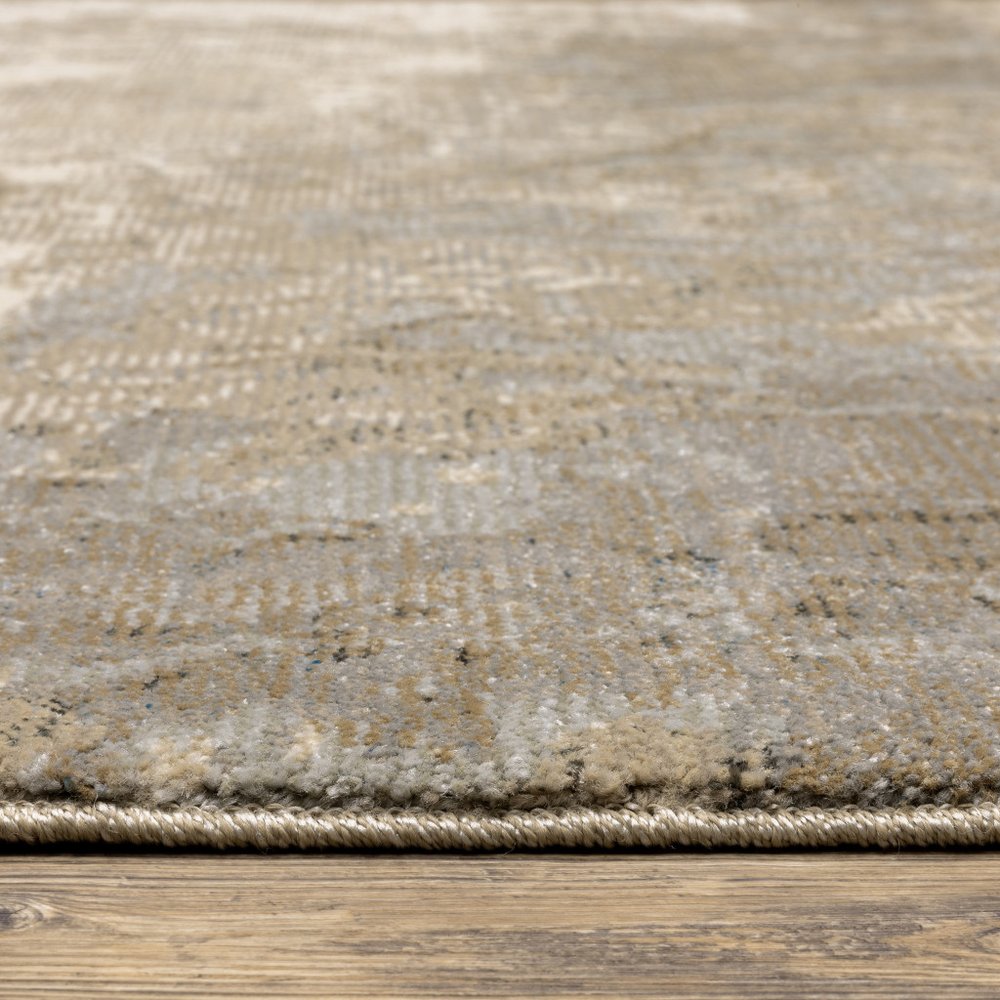 8' Gray And Ivory Abstract Runner Rug